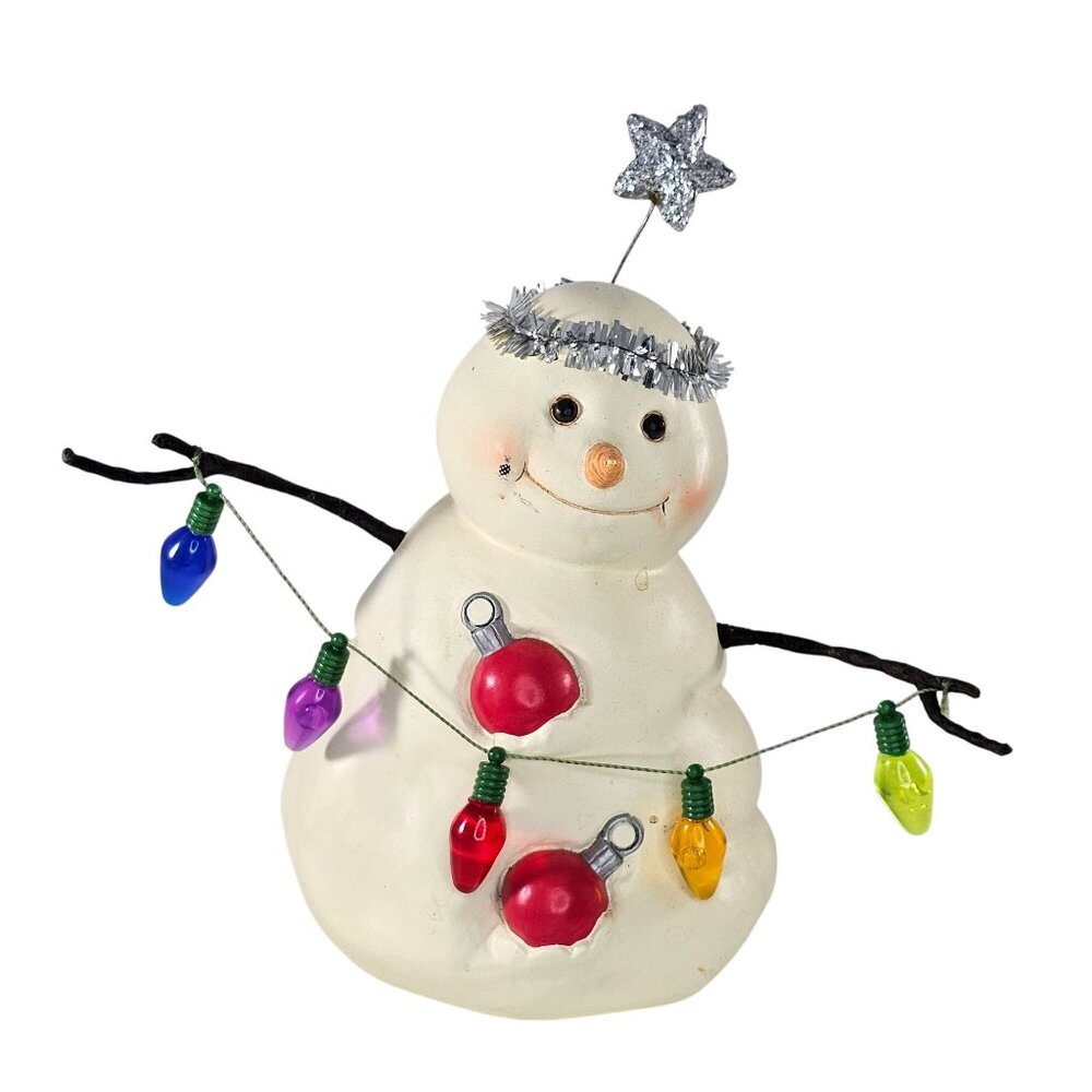 Hallmark Mitford JC Snowman Figurine Christmas Lights Star Jan Karon Resin